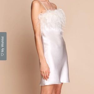 White 100% silk and real feather “Camille” slip dress by Gilda and Pearl
